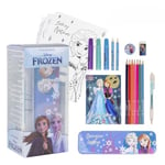 Kit de Coloriages La Reine des Neiges - Inclut des Feutres, Peinture Aquarelle et des Crayons de Couleur, Trousse et Carnet pour Dessiner - Produit Original Conçu en Espagne