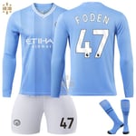 23-24 Manchester City Hemma Barn Fotboll Långärmad Tröja Nr 47 Foden-Xin Adult S