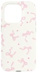 Coque pour iPhone 15 Pro Ruban rose clair avec nœuds pour fille - Couleur pastel