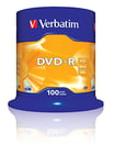 Verbatim 2330529 43549 4.7GB 16x DVD-R Matt Silver - 100 Pack Spindle