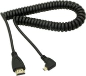 Cable Hdmimale Versmicro Hdmi Coude A Gauche,Adaptateur Convertisseur Hdmimale Vers Hdmimale Plaque Or,Cable Spirale,Prise En Charge 2K 4K(30 Hz),Retour Audio(Micro Hdmi Angle Gauche)