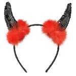 WIDMANN MILANO PARTY FASHION - Cornes de diable sur serre-tête, avec plumes noires, accessoire de costume, Halloween, carnaval