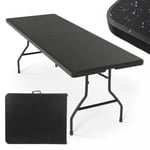 Jago® Table Pliante - 183 X 76 Cm, Cadre En Acier, Poignée De Transport, Pour 6 Personnes, En Noir - Table De Buffet, Jardin