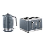 Russell Hobbs Inspire Grey Kettle & 4 Slice Toaster