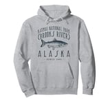 BROOKS RIVER ALASKA in the KATMAI NP, a Fishing Retro Design Pullover Hoodie