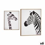 Tavla Zebra Giraff spånskiva 41,2 x 51,5 x 2 cm (6 antal)