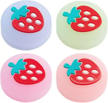 4pcs Fraise Pouce Grips Fruit Silicone Souple Joystick Bouton Caps Analogique Joy Stick Housse De Protection Compatible Avec Switch Oled Lite Console Pour Ns Joycon Controller Couleur Mixte