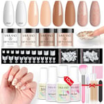 SAVILAND Dip Powder Nail Kit: 4 Colors Keratin Dipping Powder with French Nails Tips and Glue Dip Base Top Coat Nail Activator French Nail Starter Set for Beginner Home DIY(No Needed Nail Lamp Curing)