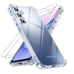 Vauki Coque pour Samsung Galaxy A15 4G / A15 5G avec 2 Pièces Verre Trempé, Transparente Mince Souple TPU Silicone Étui, Antichoc Anti-Rayures Bumper Housse Protection Case pour Samsung a15 6,5"