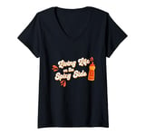 Womens Spicy Food Hot Chili Sauce Red Pepper Jalapeno Foodie V-Neck T-Shirt