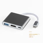 gris - adaptateur Hub USB type-c vers HDMI 4K, VGA, USB C 3.0, pour MacBook, Nintendo, Samsung S20 Dex, Huawe