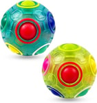 EACHHAHA Boule Magique Arc-en-Ciel Lot de 2 Puzzle 3D Ballon de Football Remplissage de Bas de Noël,Jeux de Divertissement pour Enfants et Jouets de décompression pour Adultes (Bleu + Vert)