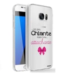 Evetane - Coque Silicone Compatible Samsung Galaxy S7 Edge - Protection Intégrale 360, Fine et Transparente - Coque Avant & Arrière - Haute Résistance - Un Peu Chiante Tres attachante