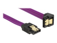 Delock Premium - Sata-Kabel - Serial Ata 150/300/600 - Sata (Hane) Till Sata (Hane) - 30 Cm - 90° Kontakt, Sprintlåsning - Lila