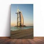 Big Box Art Canvas Print Wall Art The Burj al Arab Dubai 2 | Mounted and Stretched Box Frame Picture | Home Decor for Kitchen, Living, Dining Room, Bedroom, Hallway, Multi-Colour, 24x16 Inch