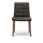 Walter Knoll - Liz Wood Chair High 1322, Oak Burned, Leather Cat. 40 Select 1355 Shell, Color Matching Seam, Teflon Glides - Ruokapöydän tuolit - Claudio Bellini - Valkoinen - Nahka/Metalli/Puu