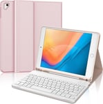 Étui Clavier Pour Ipad 9.7"",Ipad 6ème/5ème Génération-2018/2017,Ipad Air 2/1,Ipad Pro 9.7,Coque Clavier Azerty Français Bluetooth Amovible Avec Fente Pour Stylo,Rose Clair