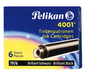 Pelikan 4001 Tp/6 - Bläckptron - Briljant Svart - 0.8 Ml (Paket Om 6)