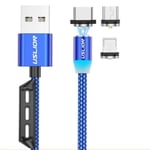 CABLE COMPATIBLE 1 METRE EMBOUT MAGNETIQUE POUR IPHONE XIAOMI SAMSUNG BLEU