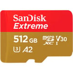 SanDisk Extreme microSDXC V30 A2 512GB 160MB/s + SD-adapter