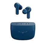 Urbanista Atlanta Hybrid Active Noise Cancelling Wireless Earbuds, Deep Bass Splash Resistant Headphones, Bluetooth Multipoint Earphones, Transparency Mode, Wireless Charging Case, Steel Blue