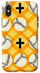 Coque pour iPhone X/XS Coque Pop Art jaune motif damier baseball