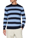 Gant Men's D1. COTTON MERINO STRIPE CREW Sweater, Evening Blue, XXL