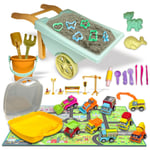 37PCs Magic Sand Mould Tools Set Wheelbarrow Construction Vehicle Truck Play Mat