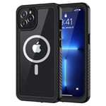 Lanhiem Coque pour iPhone 13 Pro Max IP68 Étanche - Antichoc [Compatible avec MagSafe] Incassable 360 Intégrale [avec Protection Écran+Camera] Waterproof Chantier pour iPhone 13 Pro Max (6.7) - Noir