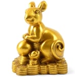 JYKFJ Statues Figurine du Zodiaque Chinois Fengshui Décoration de la Maison Richesse Cadeau à Collectionner Figurine de Richesse dorée Feng Shui Décor Laiton Souris Rats Statue 1224 (Couleur: Souris)