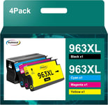 963XL Lot de 4 Cartouches d'encre compatibles avec HP 963 963XL 963 XL pour HP OfficPro 9010 9012 9020 9014 9015 9025 9019 9013 9022 9016 (Noir, Cyan, Magenta, Jaune)