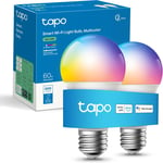 Tapo Smart Bulb, B22 Multicolor Energy Saving Alexa Light Bulbs, 60WB (2-Pack)