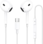 Écouteurs USB C, Intra Auriculaires avec Hi-Res Micro et Contrôle du Volume Ecouteur Type C Filaire Casque pour iPhone 15 16 Pro Max Plus, iPad Pro Mini, Samsung Galaxy S23 S22 S21 S20 A54 Ultra