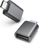 Adaptateur USB C vers USB Pack de 2 USB C mâle vers USB3 Femelle, Adaptateur Compatible avec iPhone 16 Pro Max MacBook Pro/Air 2021 iMac iPad Mini 6/Pro