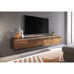 Meuble TV Lowboard D 180 cm, meuble télévision avec éclairage LED, meuble télévision suspendu, couleur Old Style