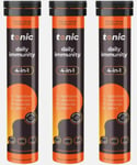 3 x Tonic Daily Immunity Tubes. 4-In-1. 20 Effervescent Vitamins/Minerals.