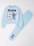 Disney Lilo & Stitch Disney Stitch 2 Piece Varsity Sweat And Jogger Set, Blue, Size 10-11 Years