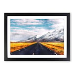 Big Box Art Road to The Mountains in Iceland Painting Framed Wall Art Picture Print Ready to Hang, Black A2 (62 x 45 cm)