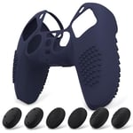 eXtremeRate PlayVital Housse en Silicone pour ps5 Manette,Housse de Protection avec Capuchon Joystick pour ps5 Coque Poignée en Silicone Antidérapante pour ps5-Bleu(Édition Cloutée 3D)