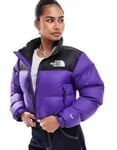 THE NORTH FACE Women's Nuptse Short Down Jacket, Peak Purple/Tnf Black, L