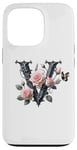 Coque pour iPhone 13 Pro Letter V Initial Floral Monogram Rose Pink Flower Butterfly