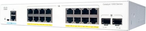 Commutateur réseau Cisco Catalyst 1000-16FP-2G-L, 16 Ports GbE PoE+, consommation PoE 240 W, 2 Ports de Liaison Montante 1G SFP, sans Ventilateur, Garantie à Vie limitée améliorée (C1000-16FP-2G-L)