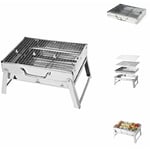 Toolbrothers - Outdoor portable charbon de bois barbecue en acier inoxydable pour le camping montage sans outils 43 x 29 x 23 cm Argent Smoker bbq