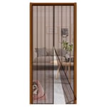 Sekey 90 x210 cm Moustiquaire pour Portes, Avancée Rideau Magnétique Anti-insectes pour Porte de Balcon, porte Cave, Porte de Terrasse, Montage Facile à Coller, Kit d'installation Complet, Marrón