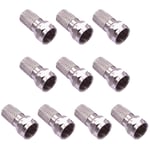 Connector, 10 PCS Prise F, Digital Sat Fiche F, Fiche Coaxiale TV, Prise Coaxial TV, Adaptateur Antenne TV, pour Câbles Coaxiaux et Satellites, Dévissage Possible Sans Outil (Argenté)