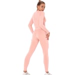 Women's Orange Pink Stretch Fit Yoga Suit Tracksuit Lounge Wear, Long Sleeve Crop Tops + High Waist Leggings 2 Pcs Set, Gym Running Outfit Orange Pink-L