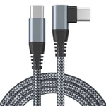 USB-C-kabel med vinklet kontakt 60 W hurtiglader Grå 3 m