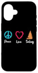 Coque pour iPhone 16 Peace Love Sailing Captain Boat Sport