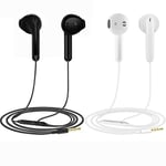 2 Pack Écouteurs, écouteurs Intra-Auriculaires filaires, Casque antibruit avec Microphone, Compatible avec Les tablettes et Ordinateurs Portables Samsung Huawei MP3 Players (Noir + Blanc)