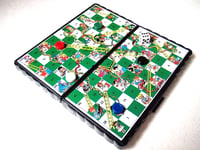 SNAKE & LADDER MINI MAGNETIC GAME POCKET SIZE TRAVEL PACK KIDS TOY SIZE  12x12cm